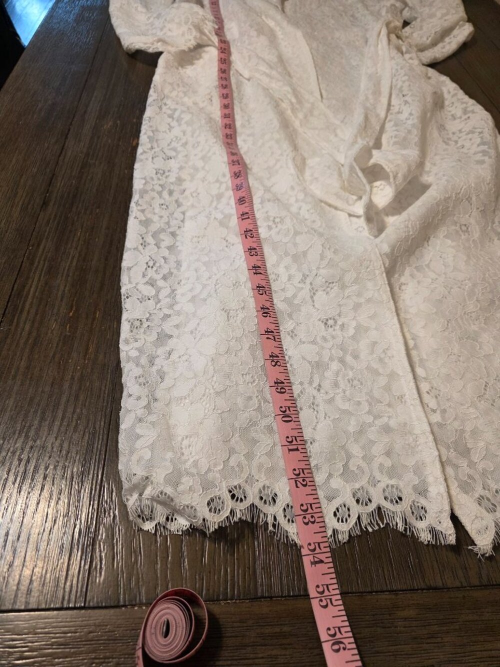AFRM Earhart Lace Trench Coat Bright White Large NWOT Belted Long Duster - Picture 3 of 10
